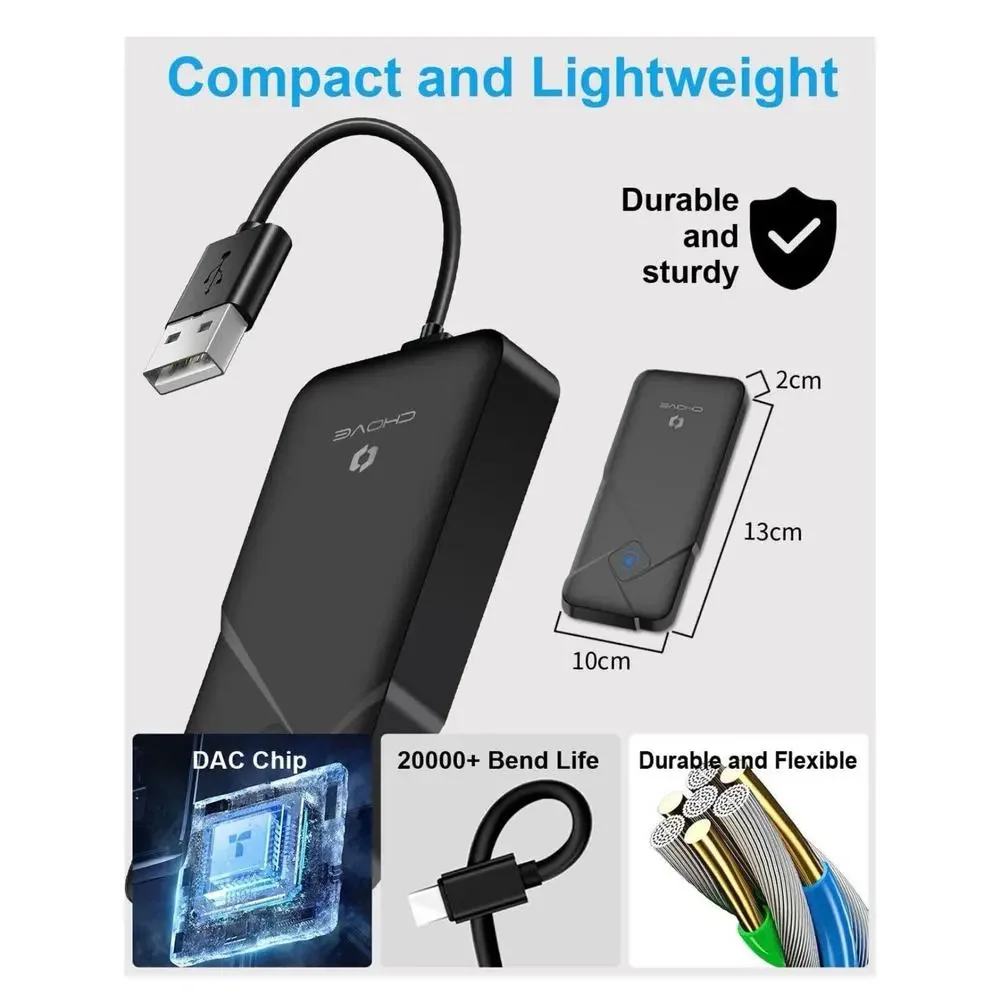 CHOVE 2 in 1 Wireless CarPlay Adapter & Android Auto Wireless Adapter